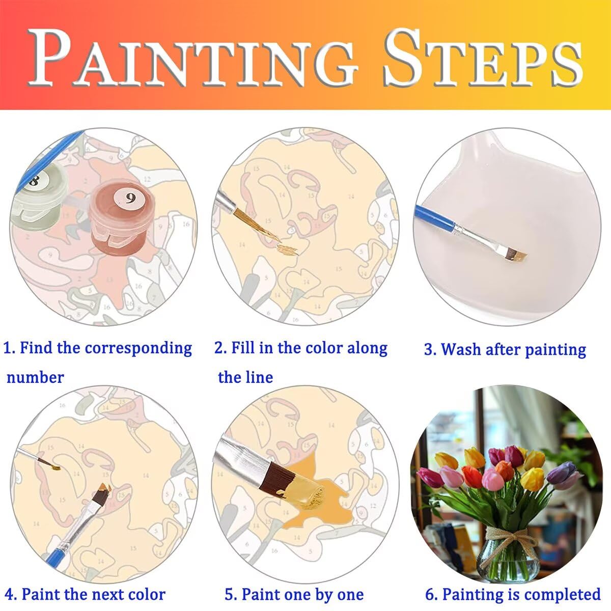 Dipingere con i Numeri Fiore, Paint by Numbers Adulti Pianta, Fai da te Creativi Adulti Quadri da Dipingere Numerati Kit per Decorazione Della Parete di Casa, Regalo 70x95 cm Senza Cornice B4-6