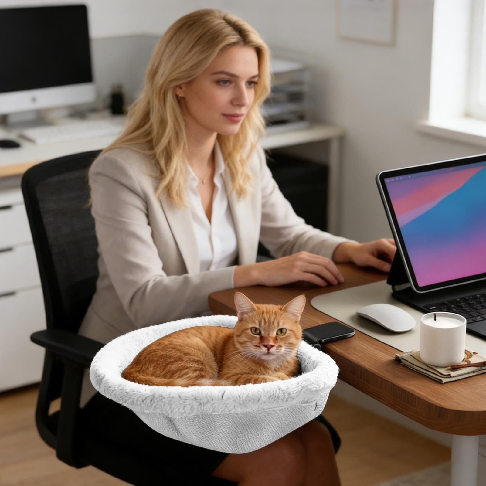 Generico Amaca per Gatti da Scrivania Morbido Pieghevole Lavabile | Amaca da Tavolo per Gatti per Gatti Piccoli Grandi Cuccioli Ufficio Casa Pareti Ripiani Porta Viaggio