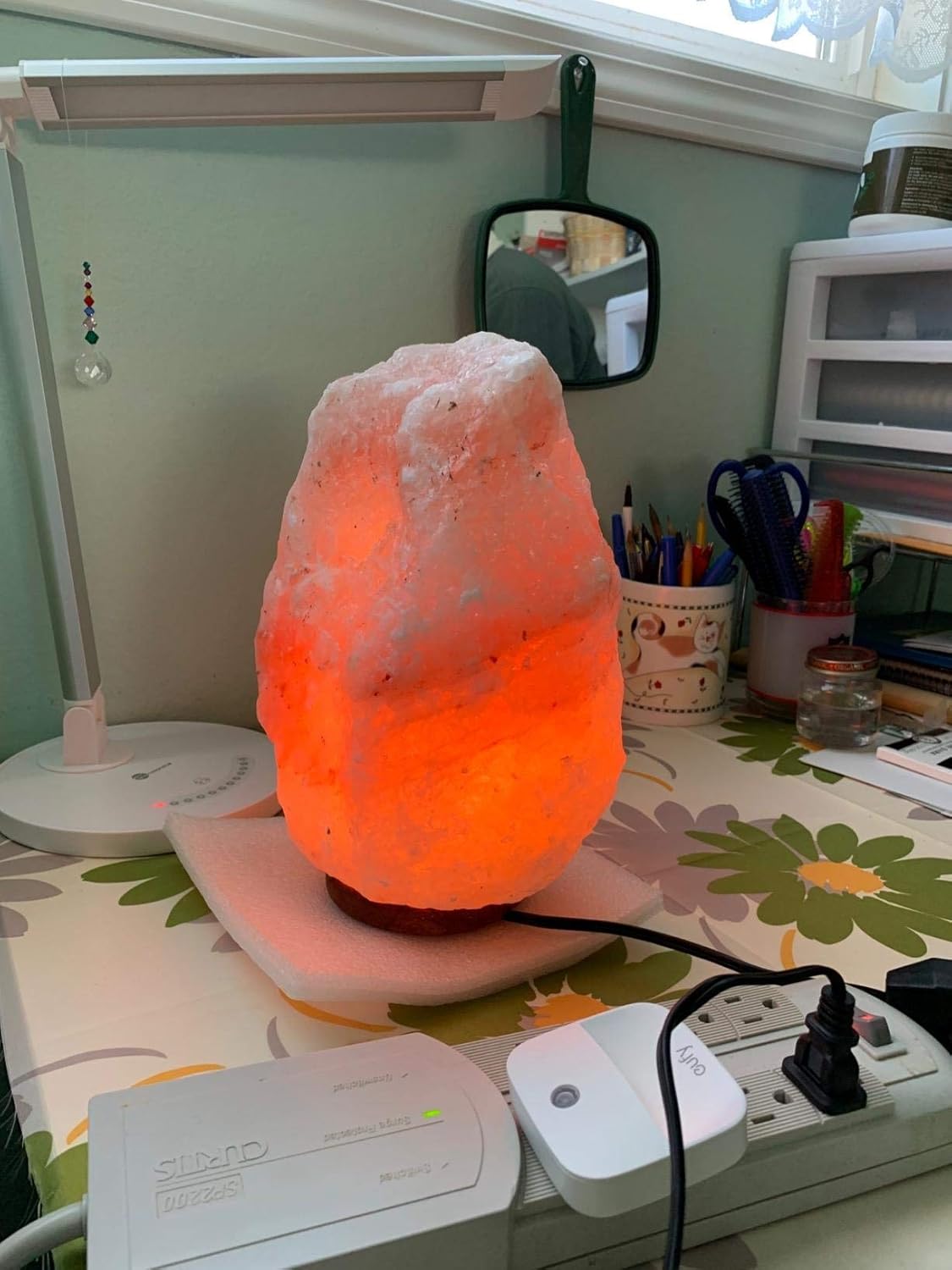AMOYSTONE Orange Glow Salt Lamp 8-9 Inch, Warm Light Himalayan Rock with Dimmer Kit (6-10 lbs)