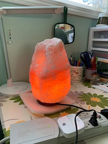 Miniatura 2 de AMOYSTONE Lámpara de sal natural del Himalaya, luz de cristal de roca naranja grande con interruptor de atenuación y bombillas, 8-9 pulgadas, 6-10