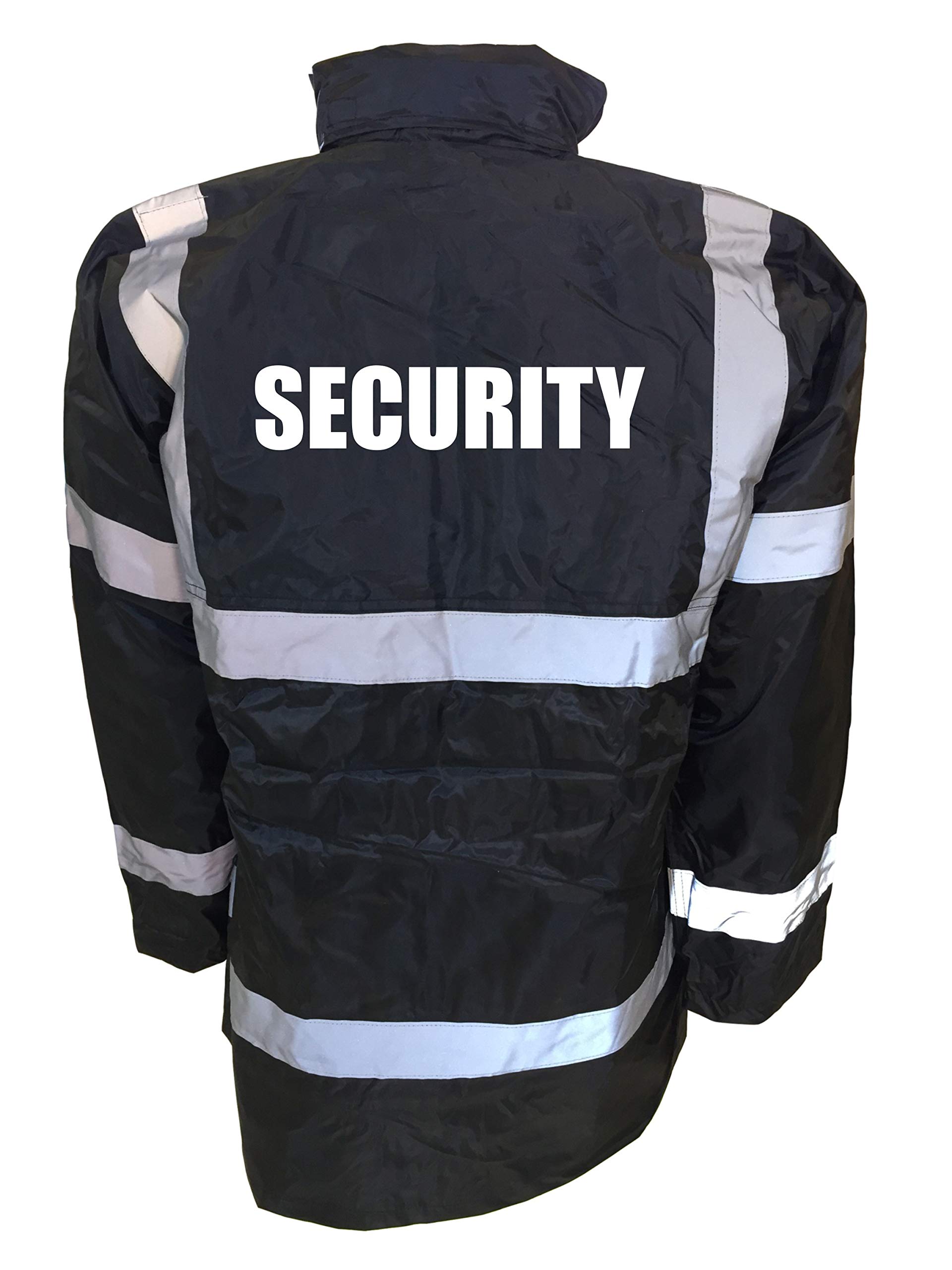 Security Black Hi Vis Parka Jacket Reflective Coat, Waterproof, 2 Waist Pockets, High Visibility, By Brook Hi Vis, XLarge