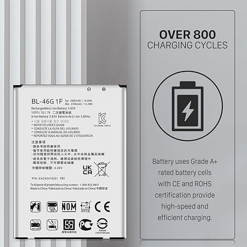 Miniatura 3 de KOOAQQ Batería LG K20 Plus, batería de repuesto de 3300 mAh, para BL-46G1F LG LV5  K20 Plus MetroPCS MP260, T-Mobile TP260, Verizon Wireless VS501,