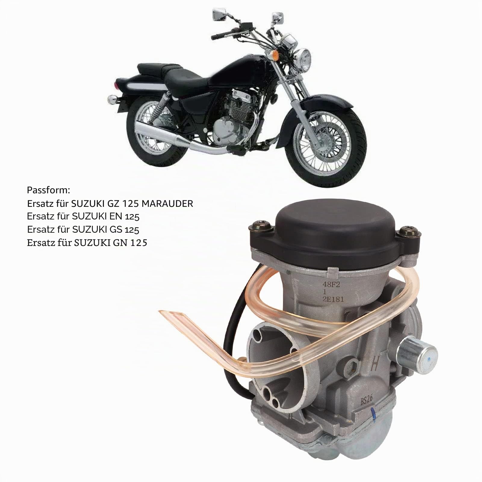 Gz 125 Marauder Vergaser,Motorradvergaser,Rasenmäher-Tuning-Kits,Metallvergaser Und Choke-Ersatz Für Gz125 Marauder Gn125 Gs125 En125