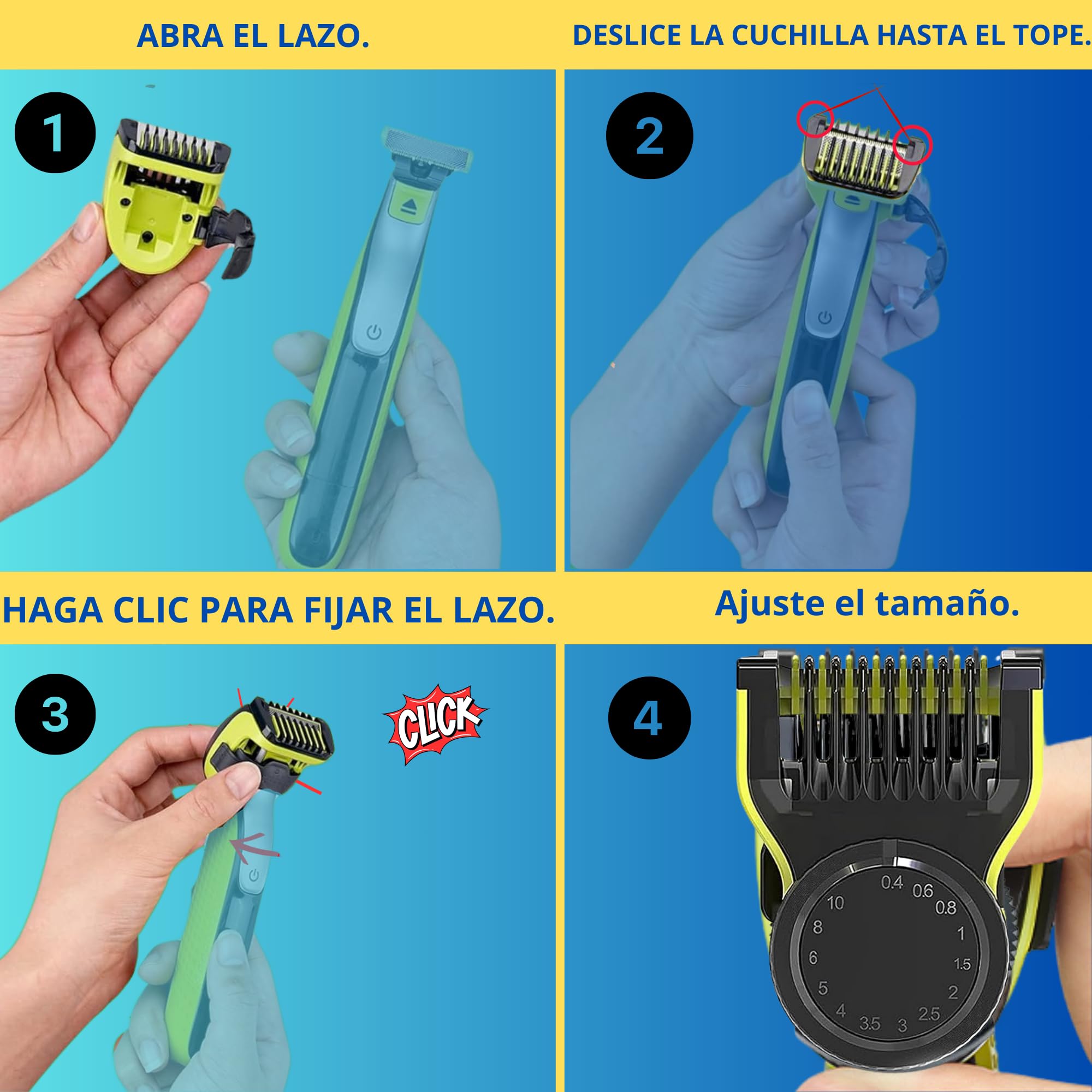 Peine auténtico para Cuchillas One Blade QP2520, QP2530, QP2620, QP2630, QP27xx, QP28xx, con Protector de Piel, Peine Cuerpo, Cepillo (Estuche + Peine de 14 Posiciones)