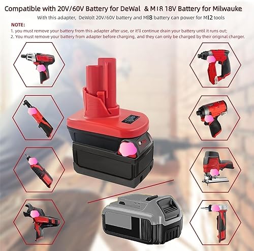Miniatura 4 de Adaptador de batería M18 a M12, convertidor para batería Milwaukee M18 de 18 V a batería M12 de 12 V, alimentación para herramientas Milwaukee M12