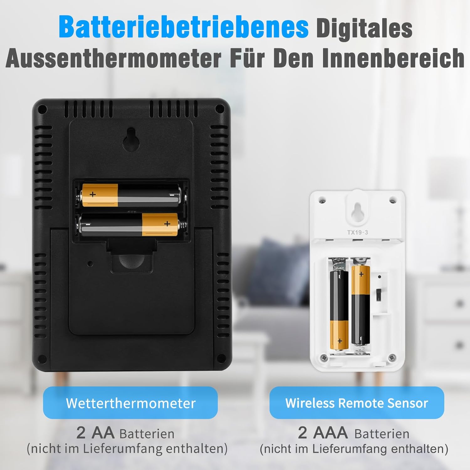 Battery Compartments of Geevon Main Unit and Remote Sensor