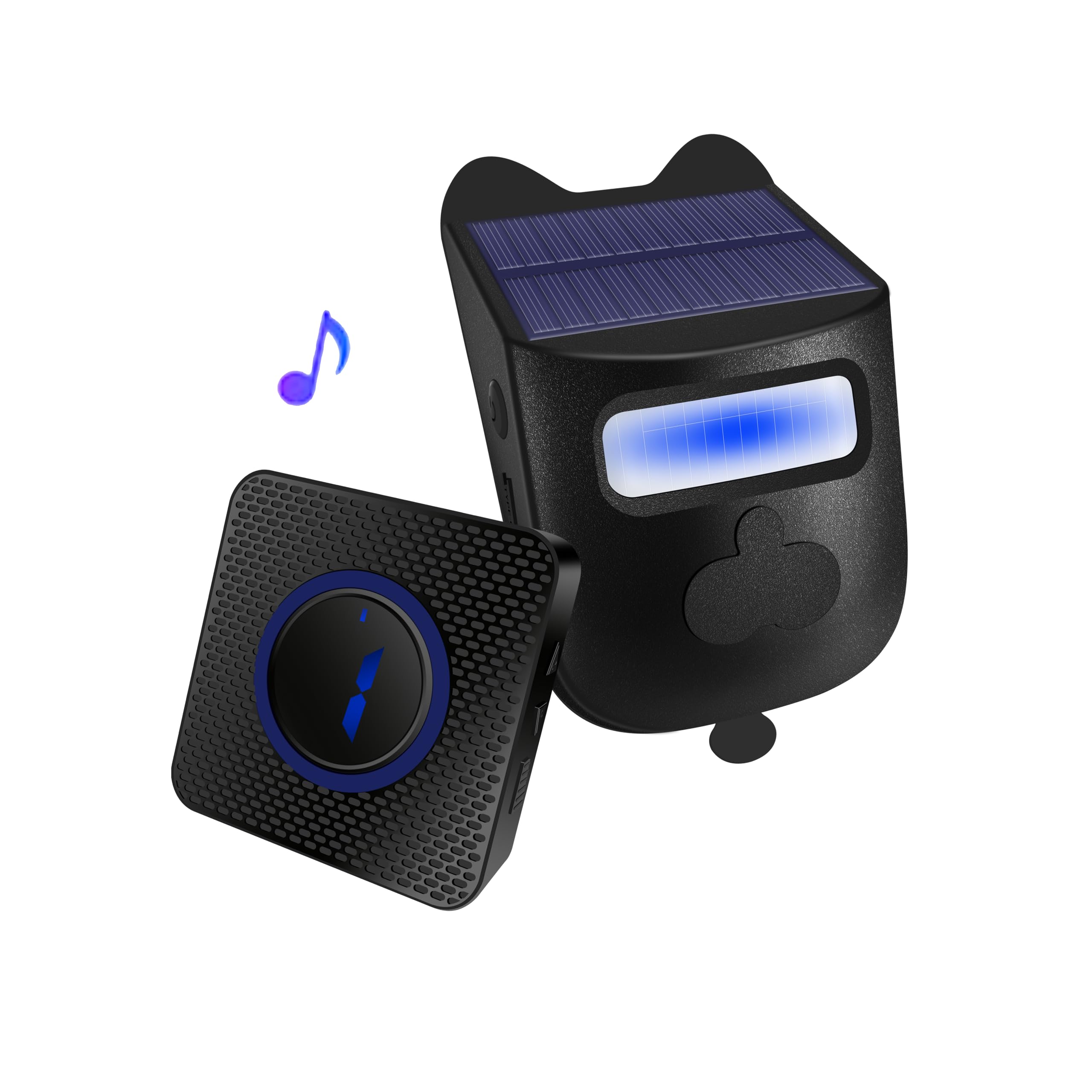 Solar Infrared Sensor Wireless Doorbell,Solar Driveway Alarm, with 1 Solar Wireless Motion Sensor & 1 Plug-in Alarm Receiver Doorbell