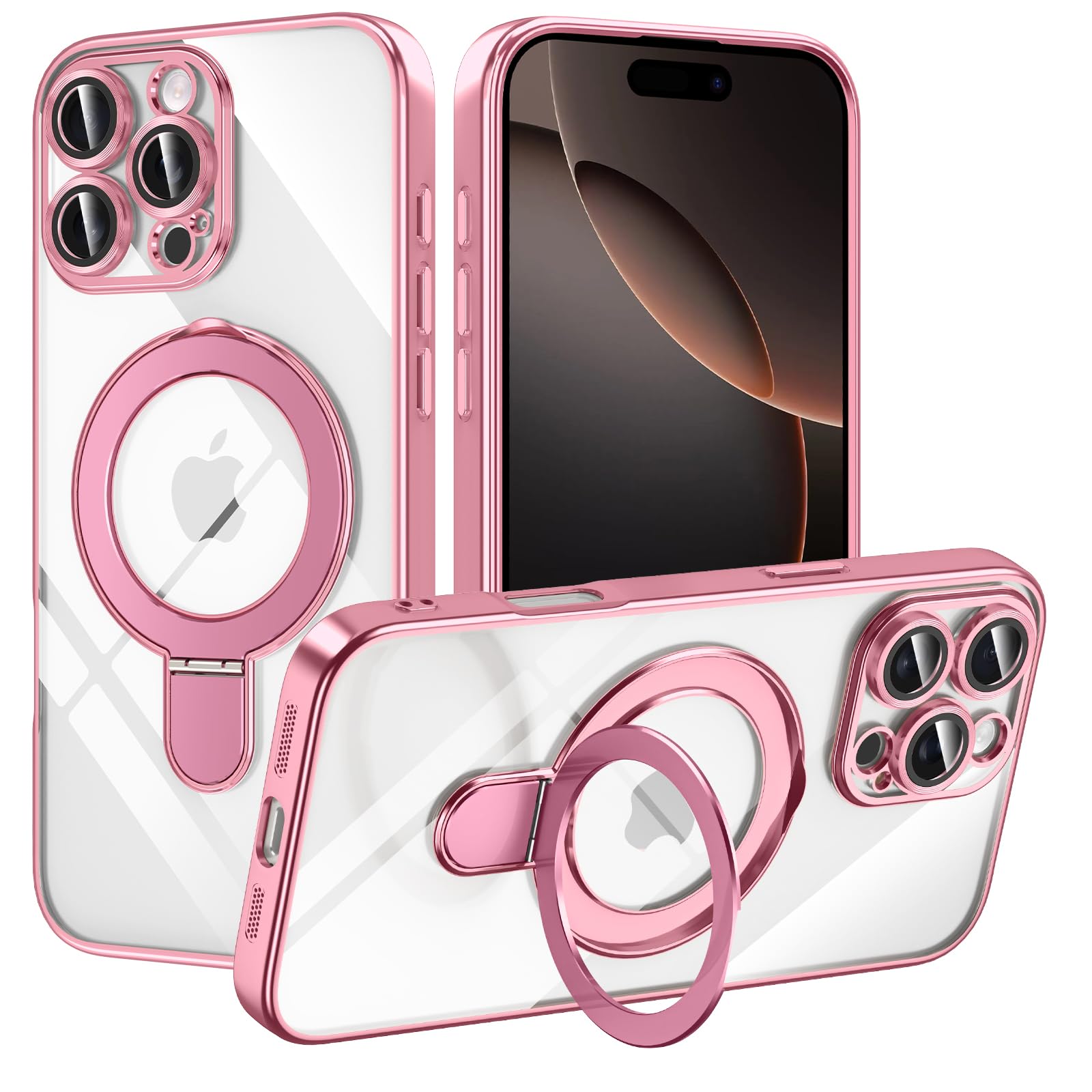 For IPhone 16 Pro Case, With Magnetic Invisible Stand [Military Drop Protection] [Compatible With MagSafe] Shockproof Slim Translucent Anti-Slip Case