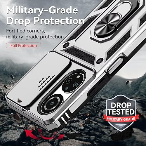 Miniatura 7 de Funda para Honor X7, CMA-LX2 CMA-LX1 con protector de pantalla de vidrio templado y cubierta de cámara deslizante, anillo magnético soporte de