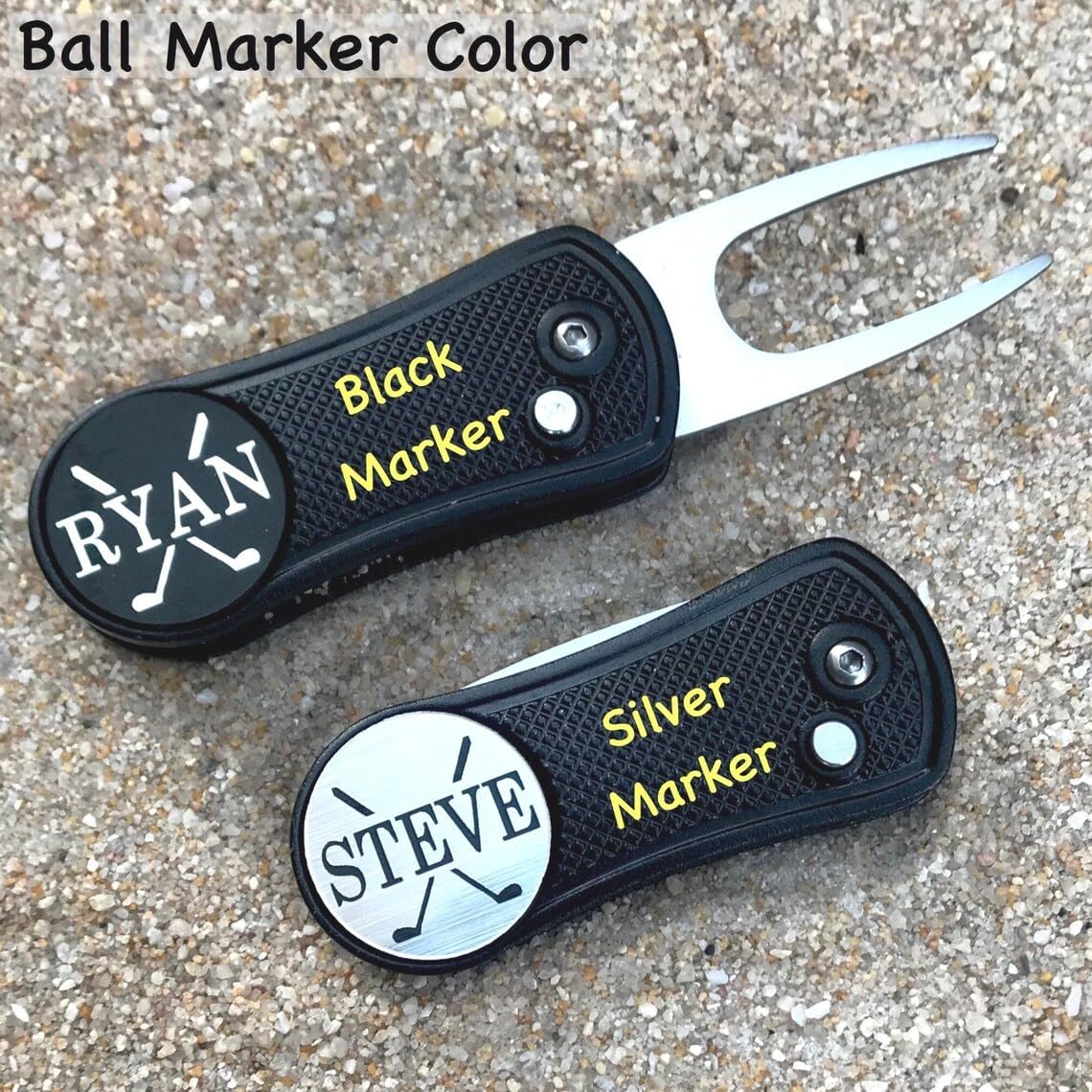 Personalized Wood Golf Ball Marker| Custom Engraved Divot Repair Tool | Personalized Golf Accessory | Pitchfix Style
