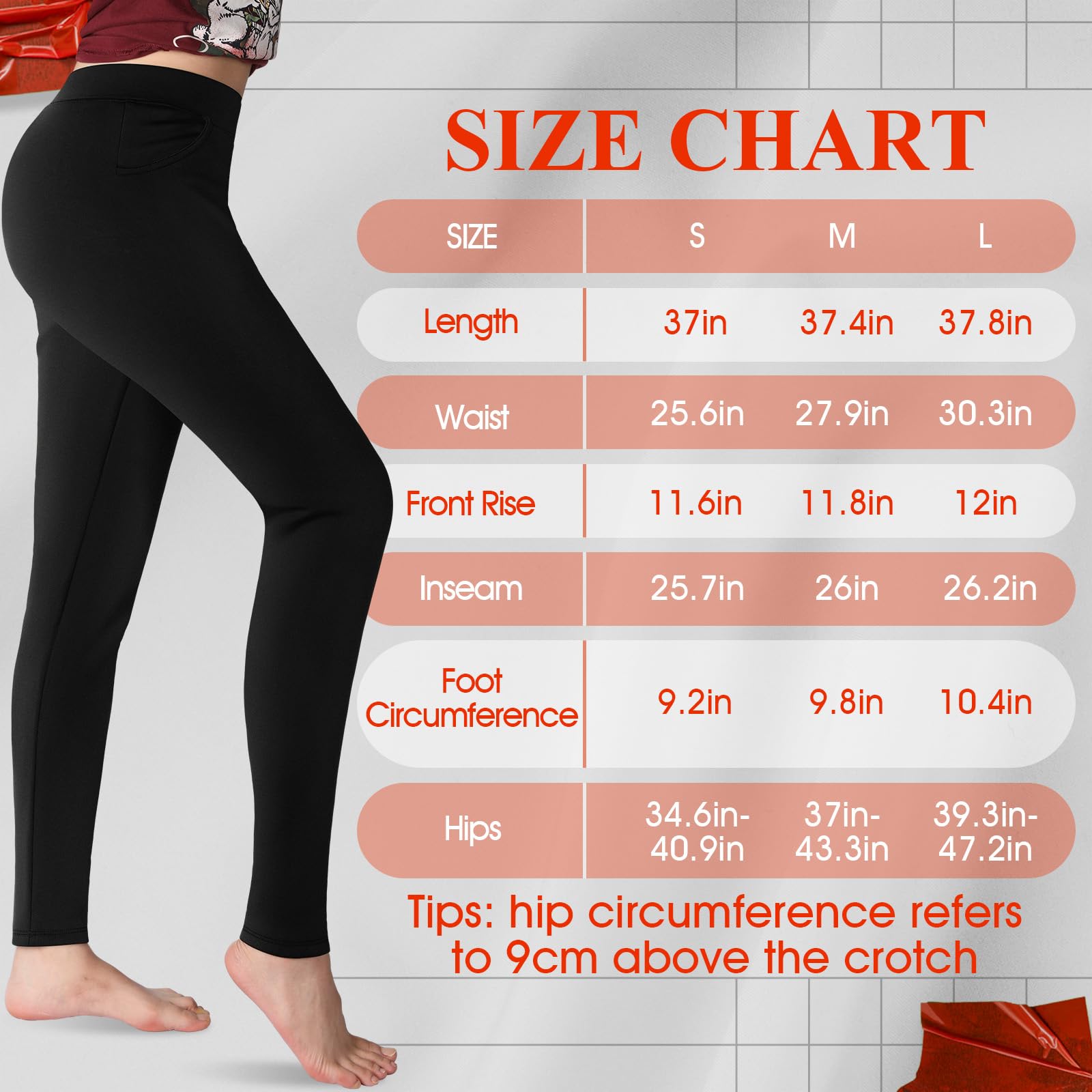 Toulite 3 leggings termici da donna foderati in pile con tasche, vita media, invernali, caldi pantaloni da yoga per attività all'aperto
