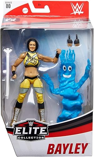 Miniatura 5 de WWE Bayley Elite Series #80 Deluxe Figura de acción con detalles faciales realistas, equipo de anillo icónico y accesorios