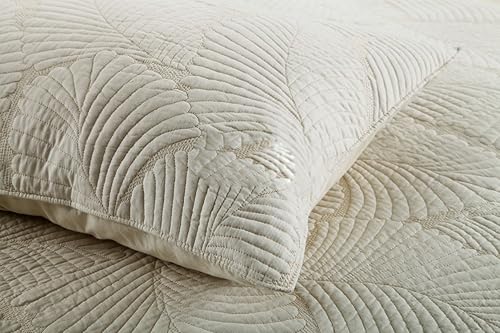 Miniatura 3 de Brandream Juego de edredón festoneado beige de 6 piezas, tamaño Queen y King, juego de edredón de algodón de lujo para casa de campo