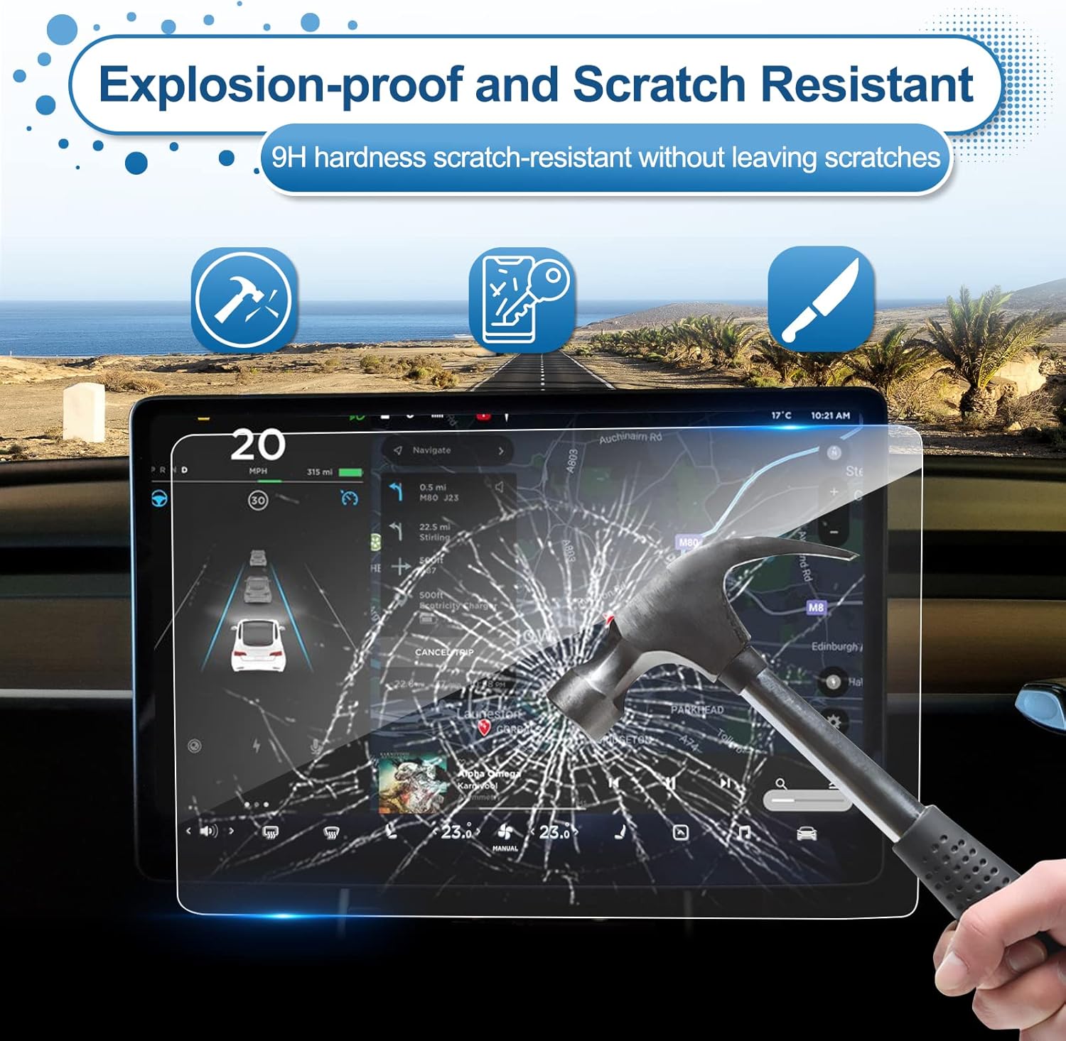 coleya 2018 2023 model 3 screen protector compatible for 2020 2023 model y display 15 inch touch screen tempered glass 2023 model 3 model y gps navi