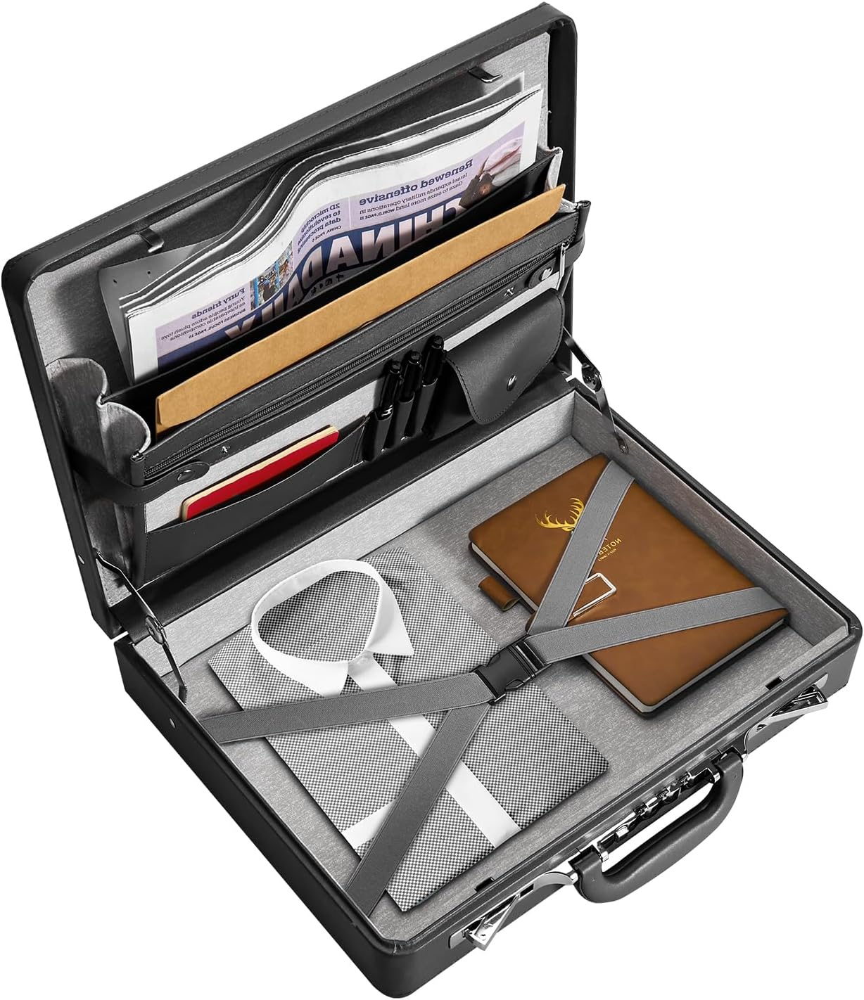 Briefcases For Men - Anti-Theft Longwave Lock，16 Inch Laptop Compartment, Waterproof Faux Leather, Brief Cases with Multi File Organizer, Office&Travel ，Gift For Man (Black)