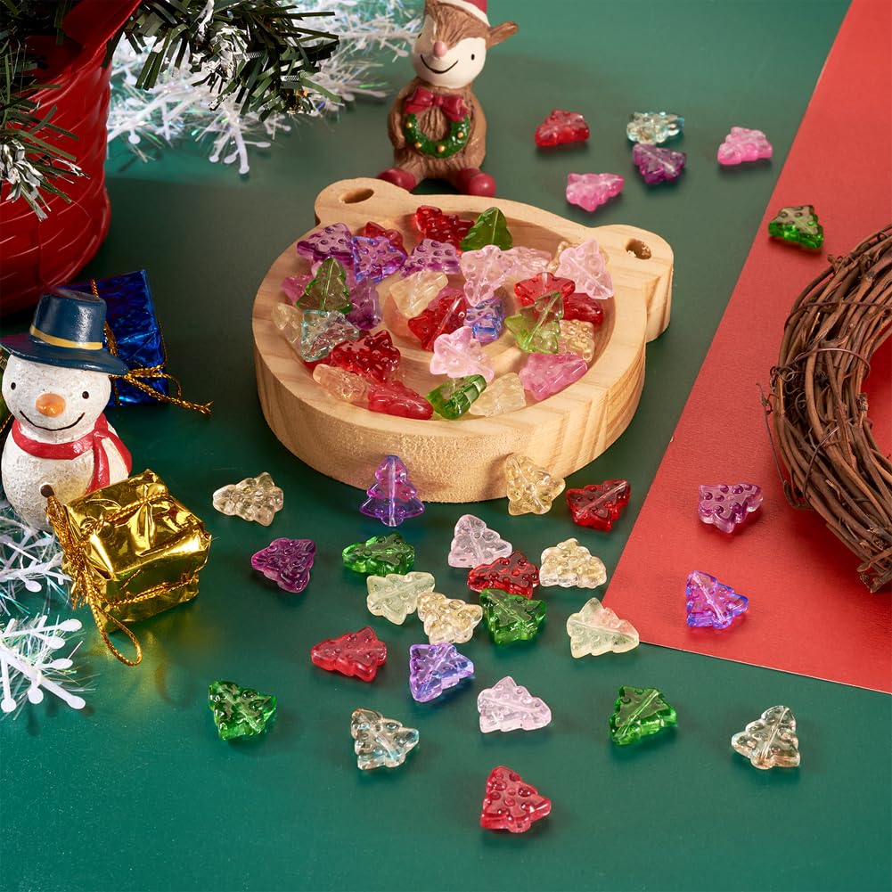 Cheriswelry 100Pcs Christmas Tree Handmade Glass Beads with Gold Foil Mixed Color Cute Cartoon Spacer Beads for Jewelry Making - Image 4