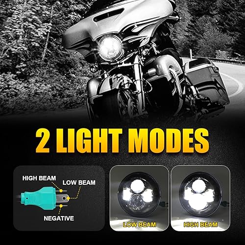 Miniatura 3 de Faro LED negro de 7 pulgadas aprobado por puntos compatible con motocicleta Tour FLD Softail Heritage Street Glide Road King Electra Glide Yamaha