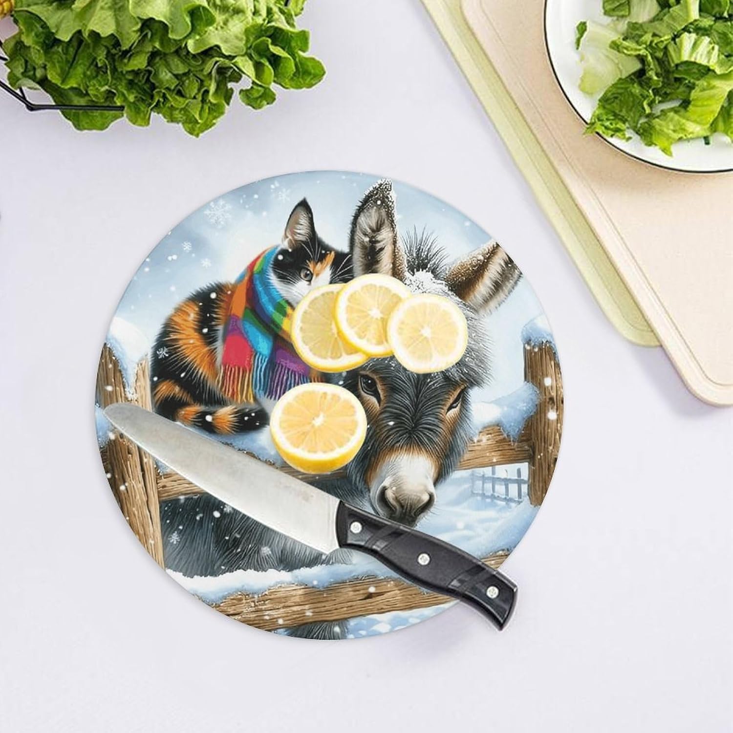 Cats And Donkeys Tempered Glass Cutting Boards for Kitchen image 4