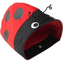 PetRageous 13085 Ladybug Crinkle Cat Cave is 18.5-Inch Long by 11.5-Inch Wide by 10-Inch Tall for Cats, Red and Black