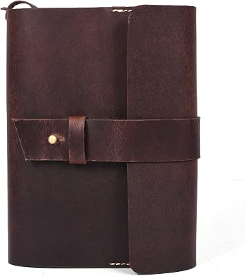 Leather Journal Refillable Writing Notebook-Travelers Notebook 200 pages 7.5 X 5.5 By Aaron Leather Goods 7.5 X 5.5, Cognac