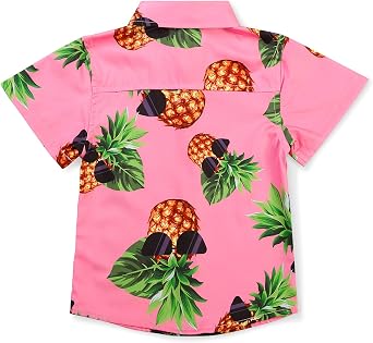 Phorecys Boys Button Down Floral Hawaiian Shirt, Casual Beach Aloha Party Tops A Blue Tag 100CM-3 T
