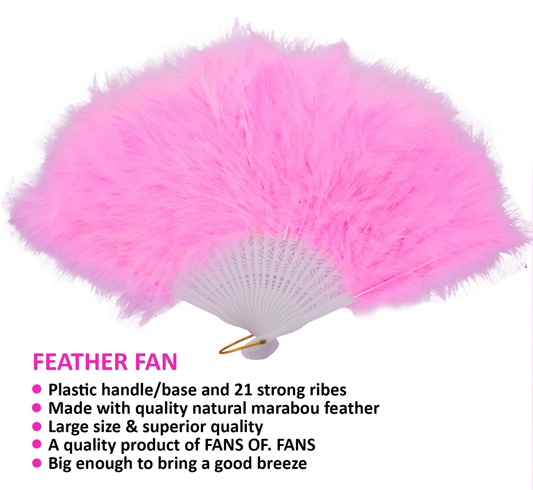 FANSOFFANS Marabou Feather Hand Fan 45cm - Image 4
