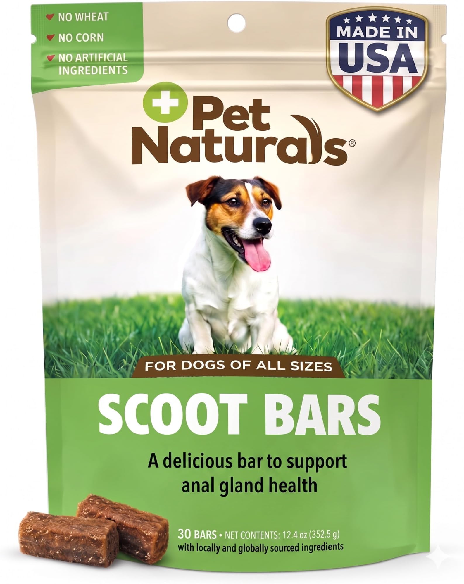 Pet Naturals Scoot Bars, Fiber Supplement for Dogs, Pumpkin and Tree Larch Extract, Anal Gland Support, Firm Up Stools, Delicious Fiber Bars, Duck Flavor, 30 Count