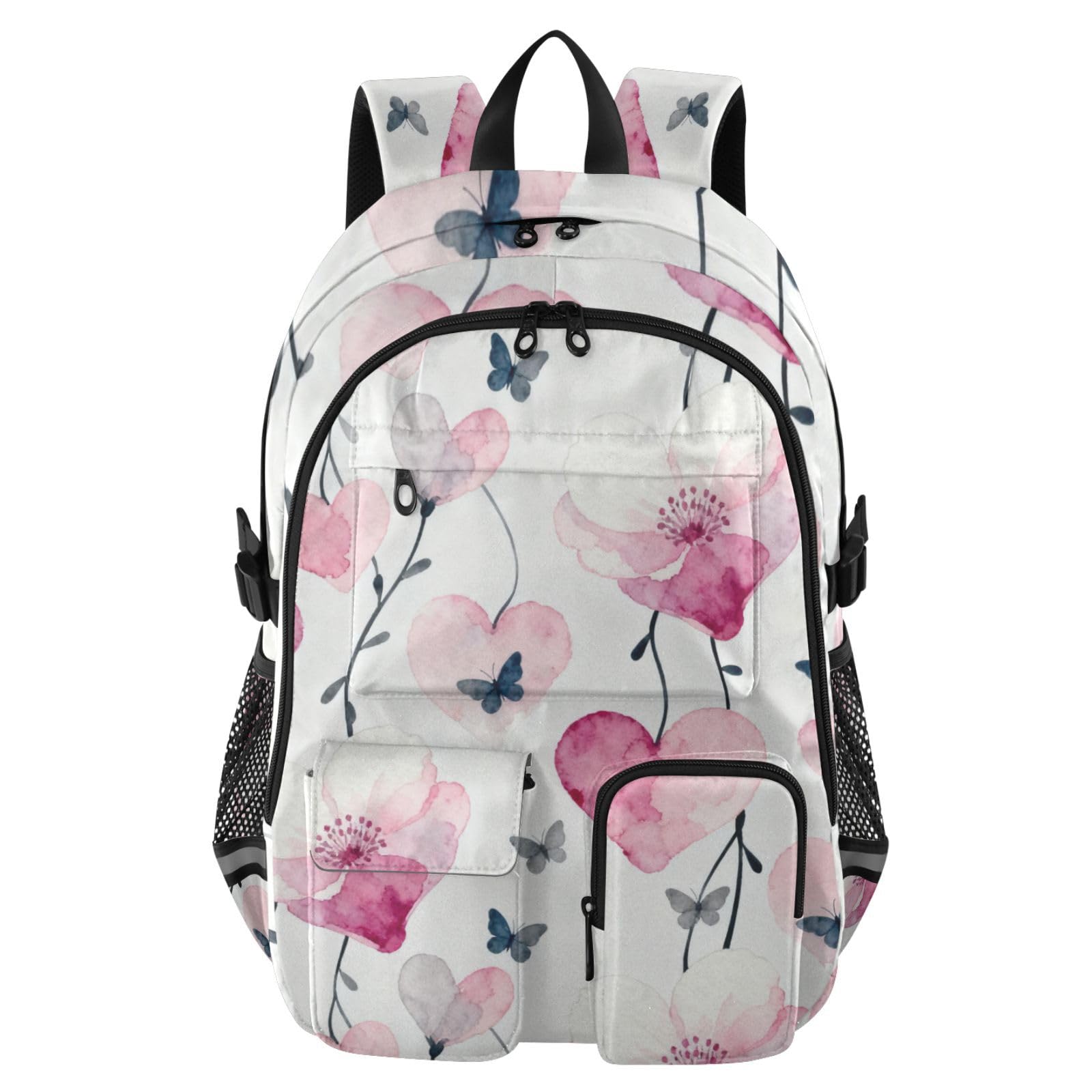 Mochilas de viaje para San Valentín con flores mochila para laptop de 17.5 pulgadas 8