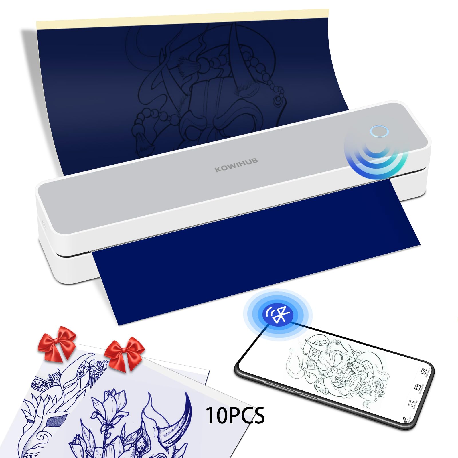 JimKingK200 Wireless Transfer Stencil Printer, Bluetooth Thermal Machine, Copier for Tattoo Artists & Beginners, Compatible With Smartphone & PC