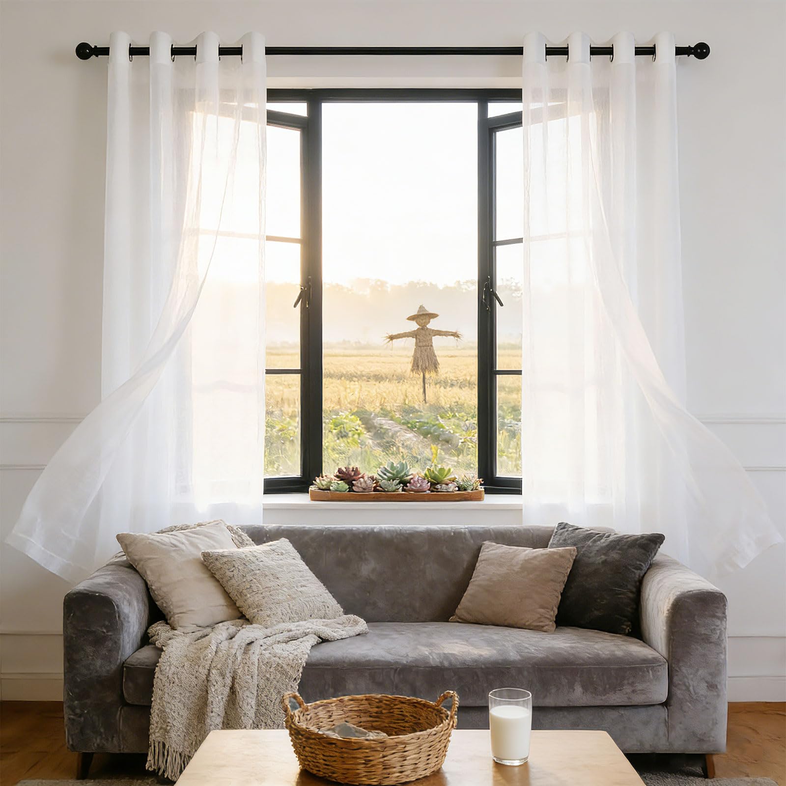 Rideaux voilages anti UV GUOJUN souple demi blanc pour un intérieur chic et lumineux