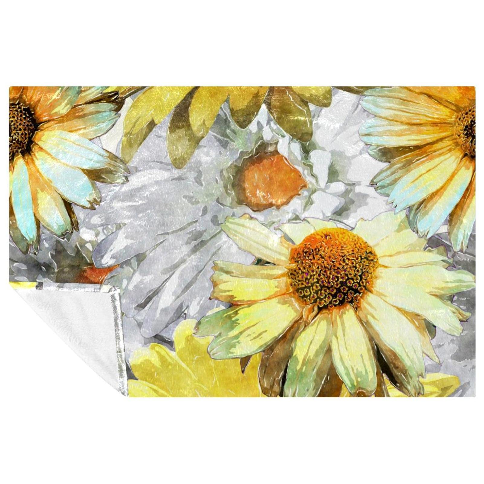 Couverture tournesol et camomille douce pour lit et canapé 150x100 cm