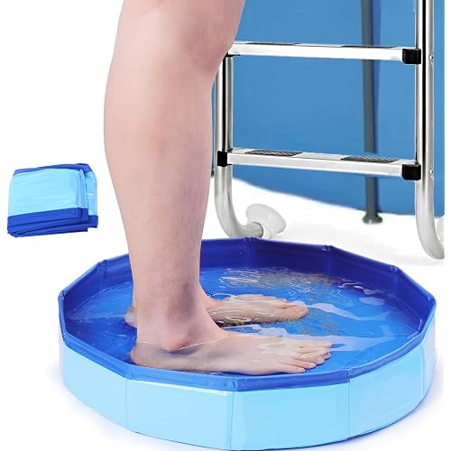 Mity rain Pool Foot Bath - Inflatable-Free and Foldable, Foot Soaking Bath Basin Portable for Pool Entry, Swimming Pools above Ground Essentials Swimming Pool Clean Feet Accessories, Blue