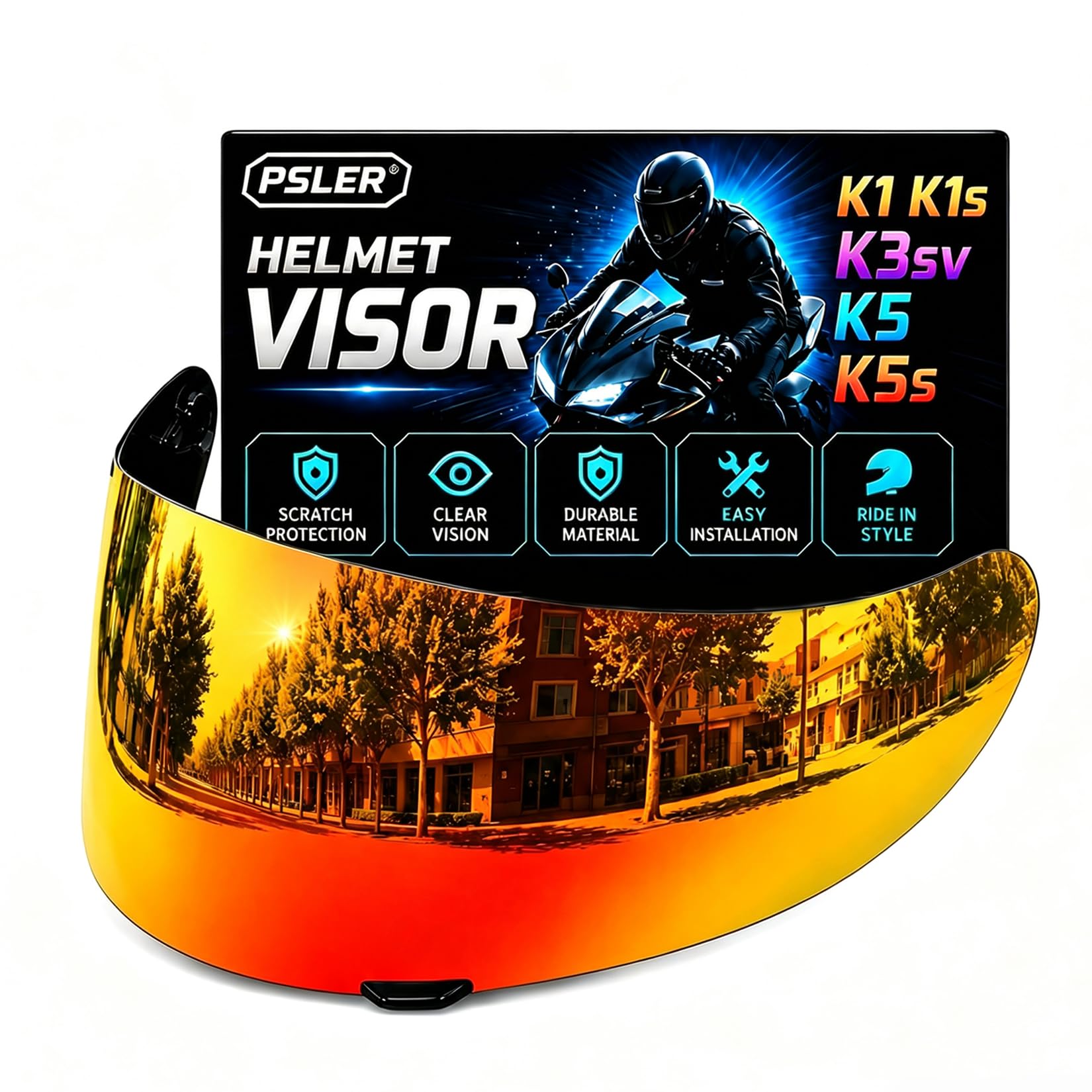 PSLER k1s Visor - k1 Helmet Visor k3 sv Tinted Visor k5 Face Shield Replacement for k1 k1s k3 sv k5, Deep Red