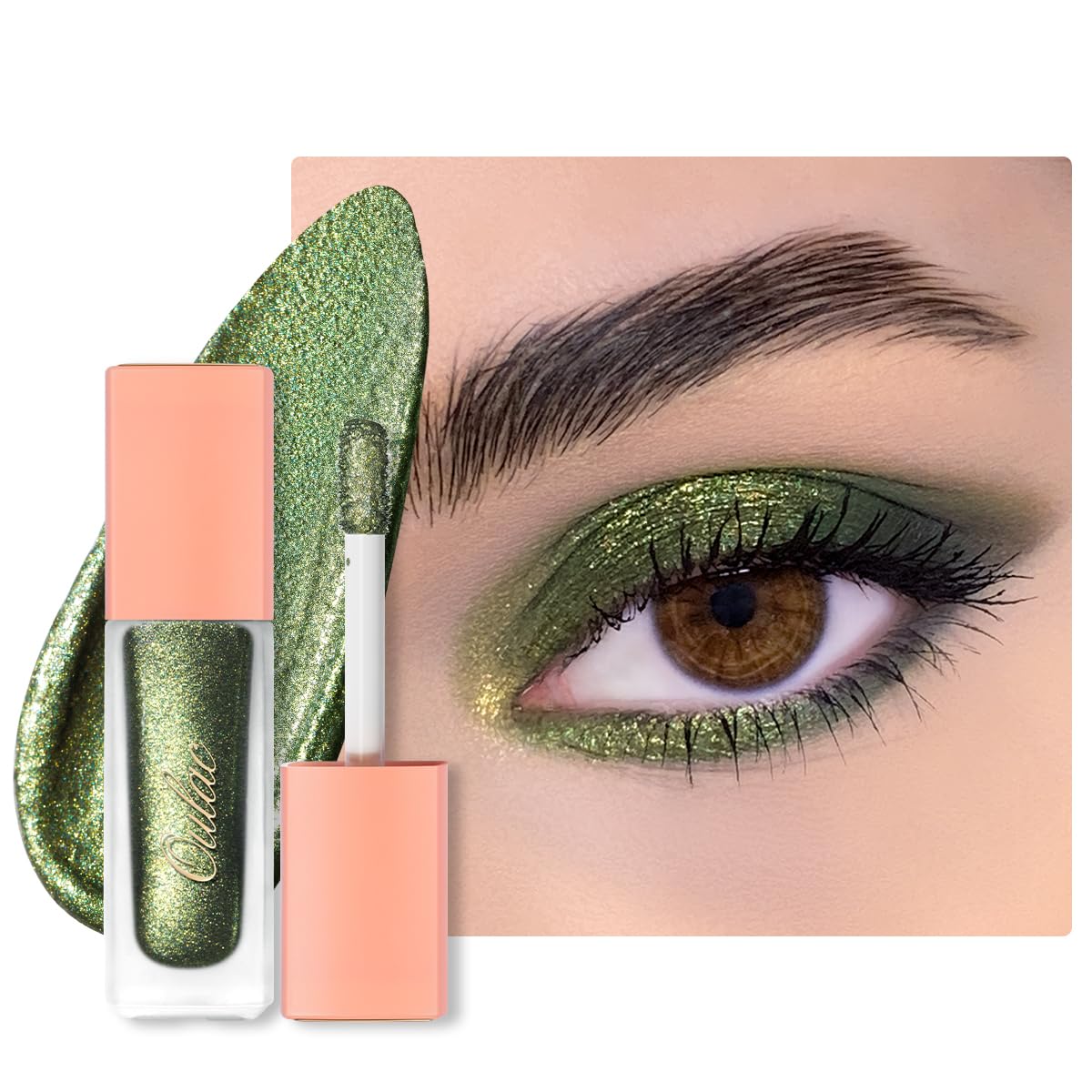 Oulac Glitzer Lidschatten Flüssig Lidschatten| Liquid Eyeliner mit feinem Funkeln| Glitzer Finish Glattes Schimmer Augen Make-up|