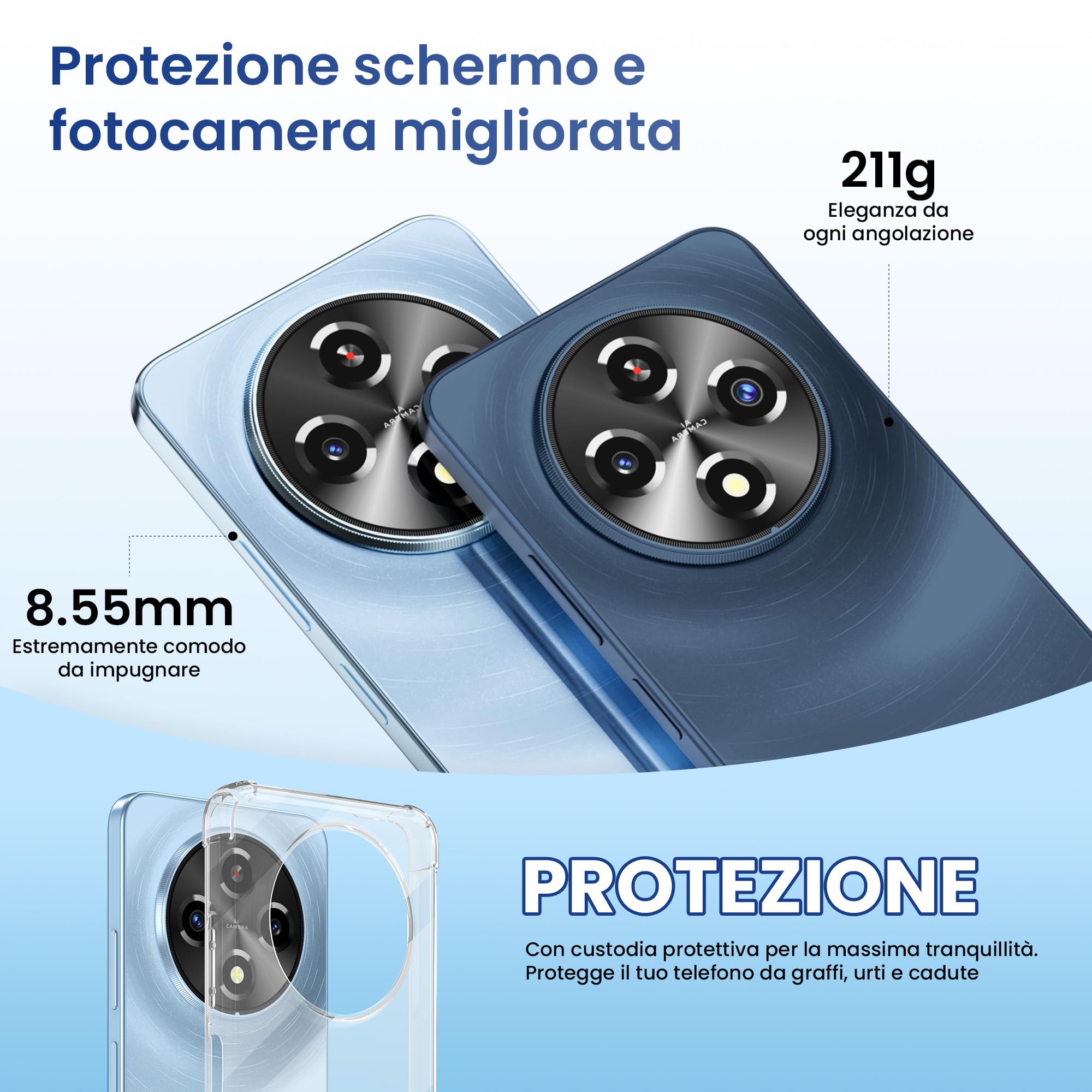 A12 Android 15 Telefono Cellulare, 12GB+128GB/1TB TF, 6.9" HD+Schermo/120Hz Smartphone, Octa-Core, Batterie 6500mAh, Caméra AI 13MP/Widevine L1/OTG/Dual Nano SIM/Face ID
