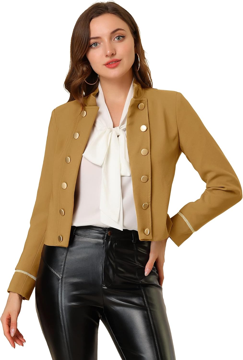 Allegra K Women's 1960s Vintage Steampunk Open Front Button Decor Casual Jacket at  Women’s Clothing store