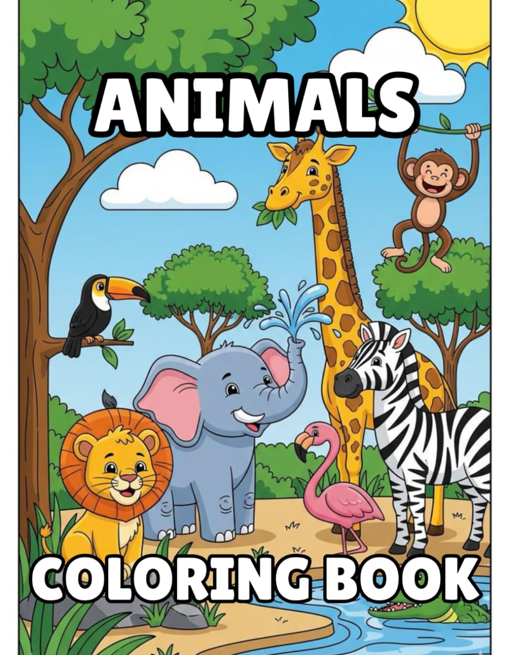 Animals Coloring Book for Kids: Fun and Cute Coloring Pages with Animals for Children Ages 4-8