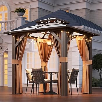 Amazon.com : Aoxun 8'x8' Hardtop Gazebo, Aluminum Frame