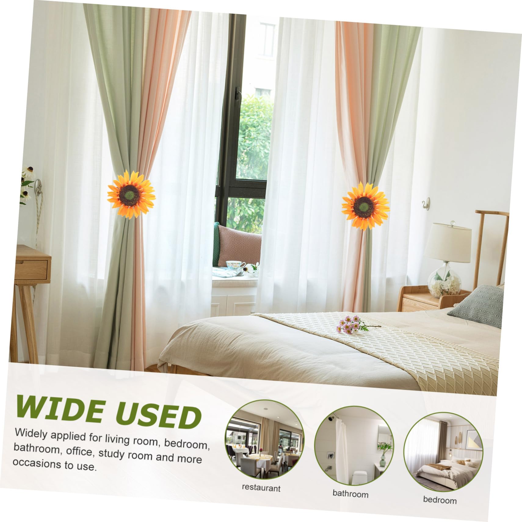 MAGICLULU 8stücke Vorhang Raffhalter Im Sonnenblumen-Design Dekorative Vorhangklammern Zur Einfachen Befestigung Von Gardinen Für Wohn Und Schlafzimmer