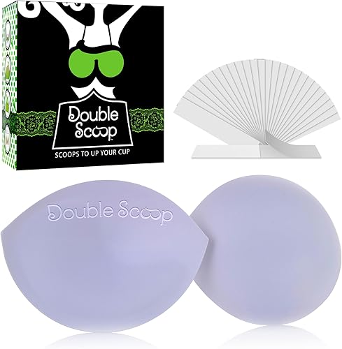 Double Scoop Levantador de busto de copa grande con tiras adhesivas de cinta, inserciones de almohadilla de sujetador de repuesto, inserciones de