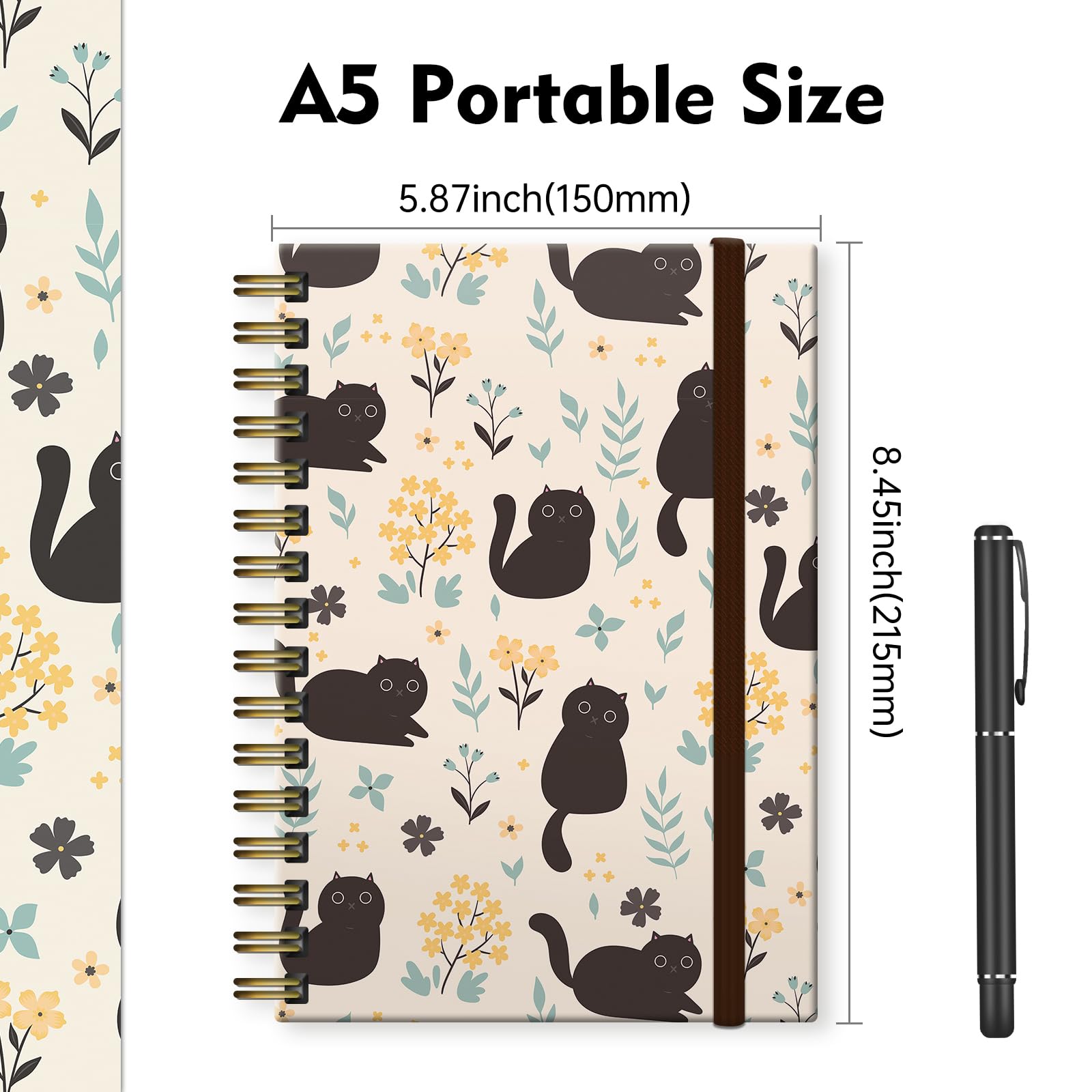 Lindo cuaderno en espiral, diario para mujer, diario en espiral de tapa dura, 5.5 x 8.3 pulgadas, 120 páginas, papel de 100 g/m², para regalos, enfermeras, profesores, mujeres, suministros de oficina