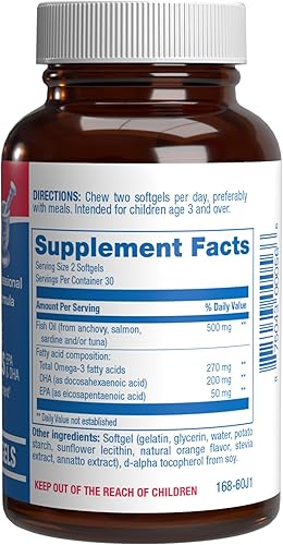 Miniatura 2 de Gomitas de aceite de pescado para niños Omega 3-60 perlas masticables Omega 3 con EPA y DHA - Gomitas para niños Omega 3 para la salud celular y el