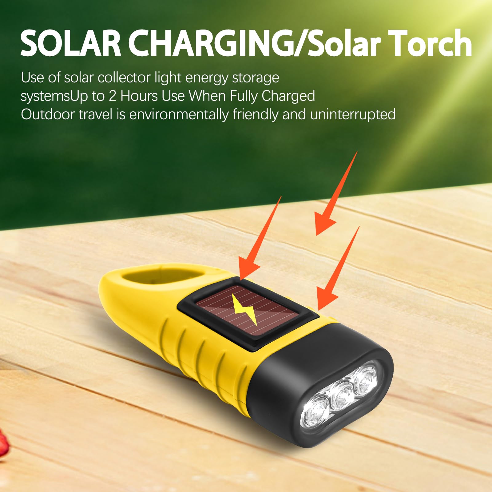 BINGKELE 2 Pack Wind Up Torch, LED Torch, Hand Crank Torc h, Solar Powered Torc h - Image 2