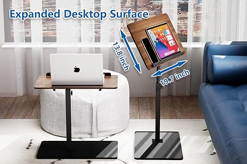 Miniatura 6 de Mesa auxiliar en forma de C, 20 pulgadas de ancho x 14 pulgadas de largo, altura ajustable de 17 a 31 pulgadas, escritorio giratorio y giratorio,