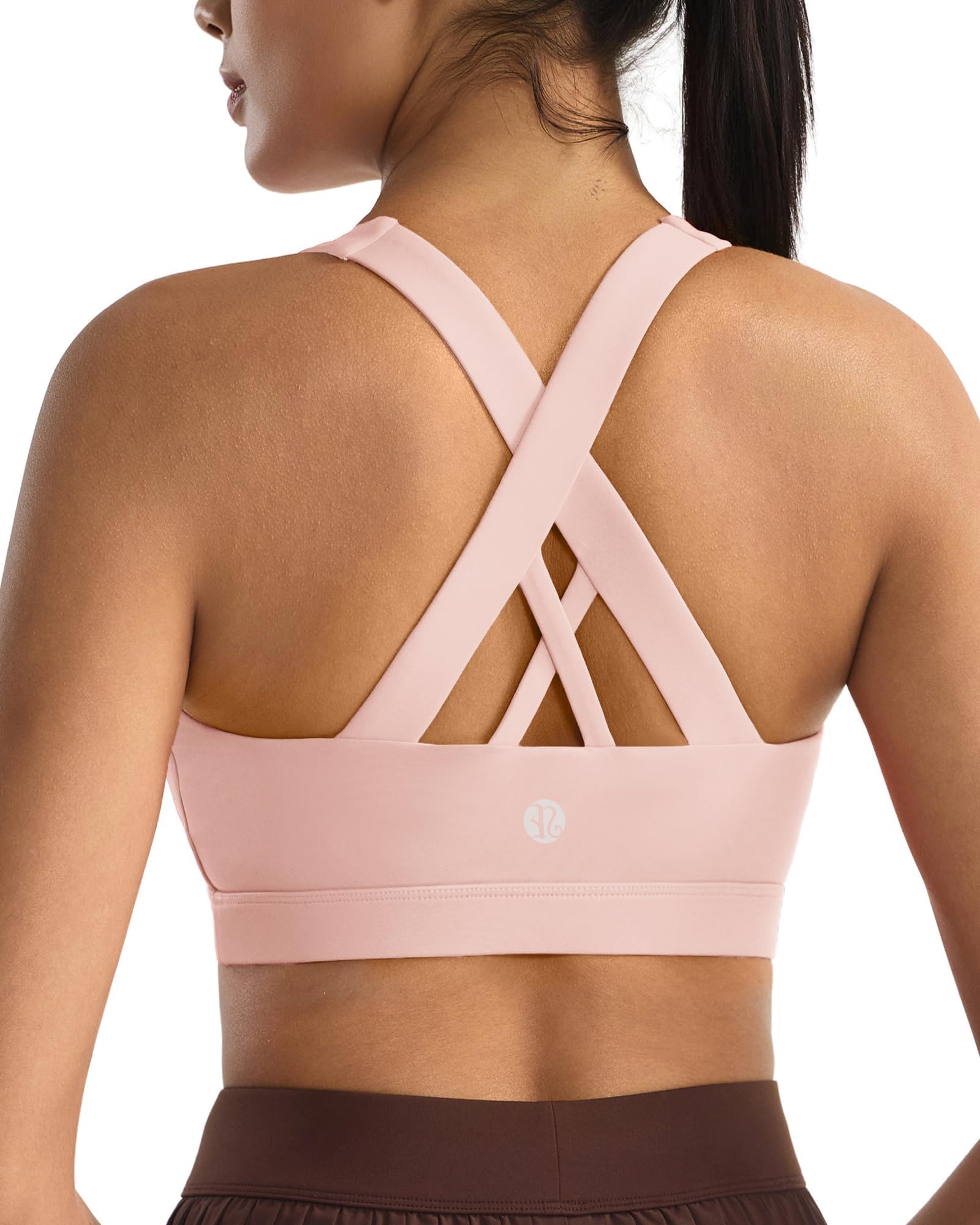 Sports Bras for Women,Padded Strappy Sports Bras Criss-Cross Back Medium Support Sports Bras with Removable Cups