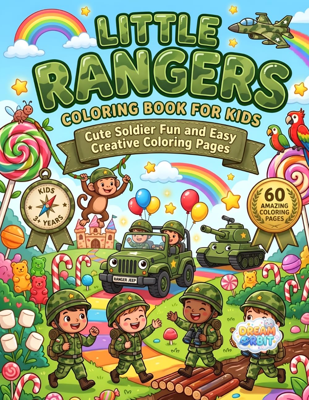 Little Rangers Coloring Book for Kids Ages 3+ Years: Exciting Cute Ranger Adventure Coloring Book with 60 High Quality Unique Large Pages of Tanks Helicopters and Hero Fun for Kids & Adults
