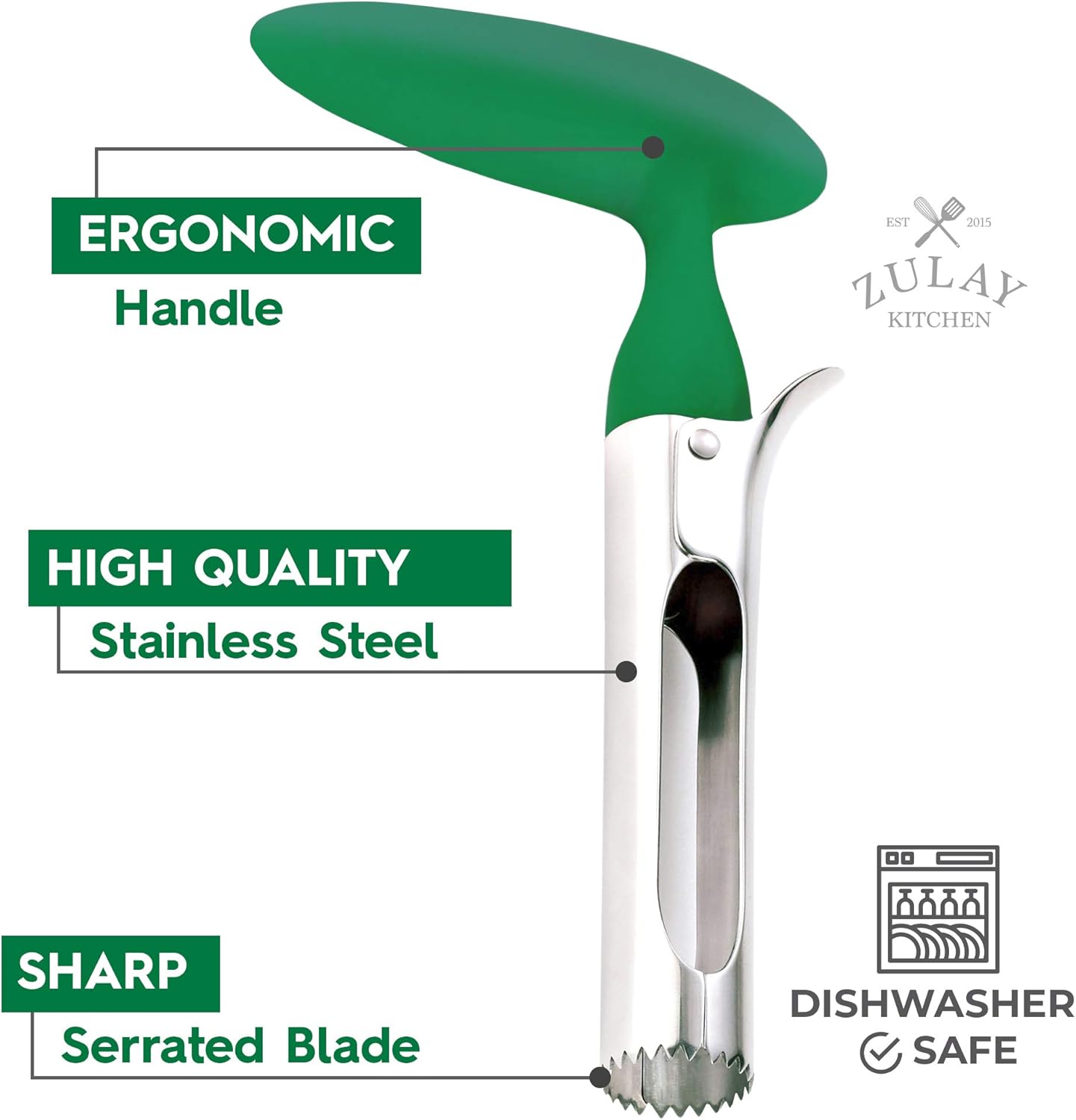 Zulay Premium Apple Corer - Easy to Use Durable Apple Corer Remover for Pears, Bell Peppers, Fuji, Honeycrisp, Gala and Pink Lady Apples - Stainless Steel Best Kitchen Gadgets Cupcake Corer - Green: Home & Kitchen