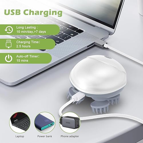 Vista 22 de KeeKit IPX6 - Masajeador verde inalámbrico para mascotas, 4 cabezales y 96 nodos, rascador portátil de mano para perros y gatos