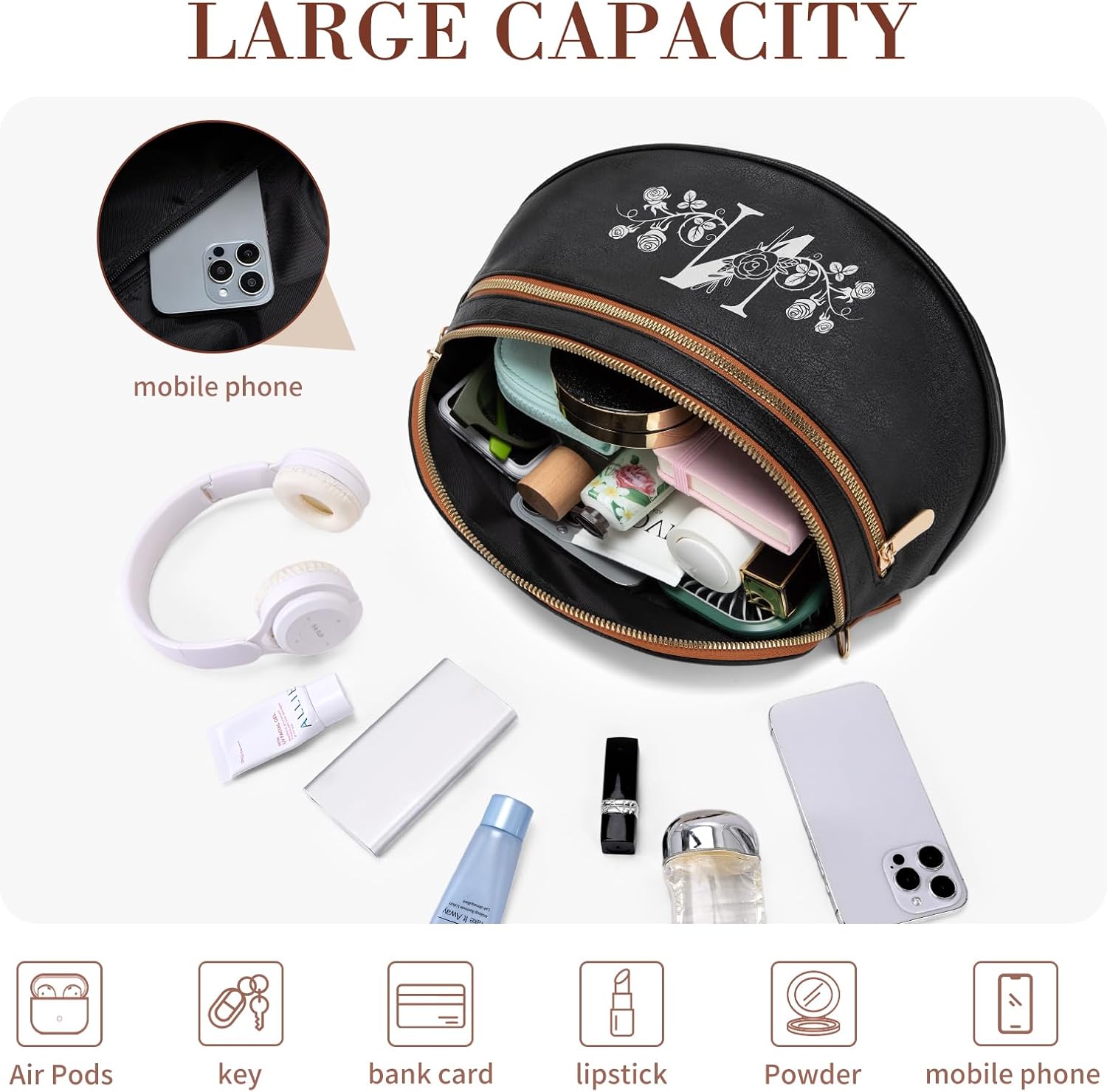 Viverte Personalized Gifts for Women Initial Bum Bags Pu Leather Crossbody Bags Letters Purses for Mom