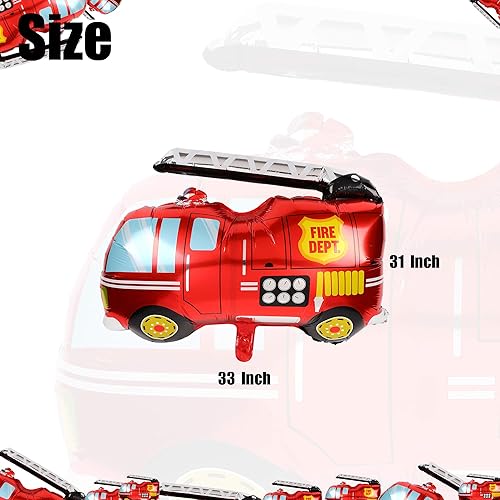 Miniatura 2 de 2 piezas Jumbo Camión de Bomberos Foil Mylar Globo Helio Grande Fiesta Cumpleaños Decoración Suministros Rojo